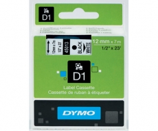 DYMO D1 12MM MUSTA/VALKOINEN 45013
