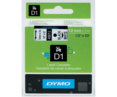 DYMO D1 12MM MUSTA/VALKOINEN 45013