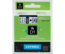 DYMO D1 19MM MUSTA/VALKOINEN 45803