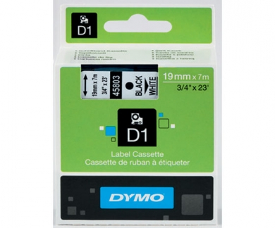 DYMO D1 19MM MUSTA/VALKOINEN 45803