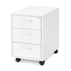 Laatikosto Flexus, pyörät, 3 vetolaatikkoa, 600x400x600 mm, valkoinen