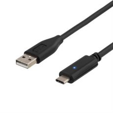 DELTACO USB 2.0 -kaapeli, Type A - Type C uros, 1 m, musta