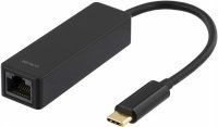 DELTACO USB 3.1 -verkkosovitin, Gigabit, 1xRJ45, USB Type C, musta