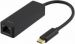 DELTACO USB 3.1 -verkkosovitin, Gigabit, 1xRJ45, USB Type C, musta