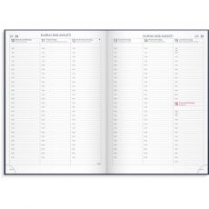 Kalenteri 2026 Tuntimuistio sininen keinonahkakansi sidottu