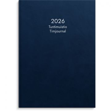 Kalenteri 2026 Tuntimuistio sininen keinonahkakansi sidottu