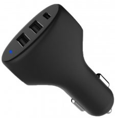 CIRAFON CAR CHARGER 2XUSB-A  2.4A SMART + 1XUSB-C  3A BLACK