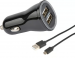 CIRAFON CAR CHARGER 2,4AMP 2XUSB + CABLE MICRO USB 1M BLACk