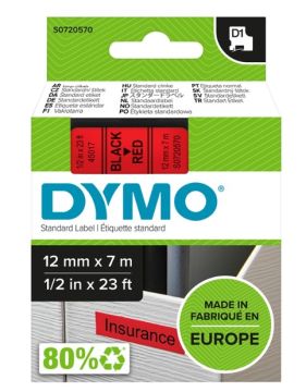 DYMO D1 19MM MUSTA/PUNAINEN
