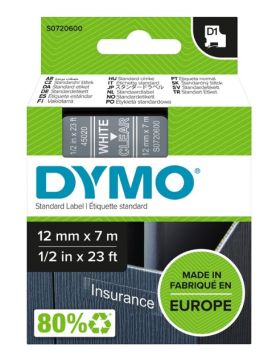 DYMO D1 12MM VALKOINEN/KIRKAS 45020