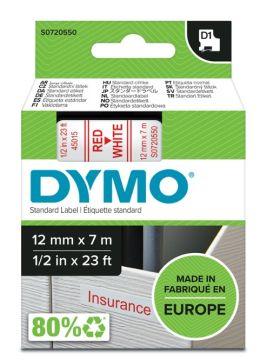 DYMO D1 12MM PUNAINEN/VALKOINEN 45015