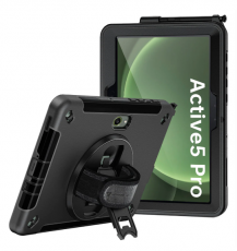 Rainproof Military Grade Rugged Case With Hand Strap And Kick-stand  Samsung Galaxy Tab Active 4/5 Pro Musta