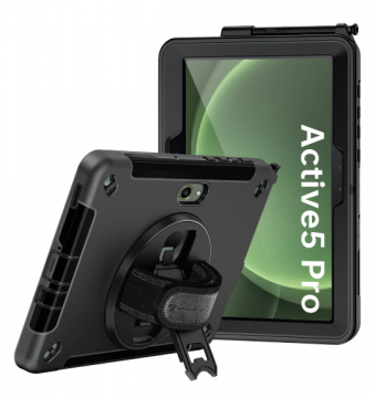Rainproof Military Grade Rugged Case With Hand Strap And Kick-stand  Samsung Galaxy Tab Active 4/5 Pro Musta
