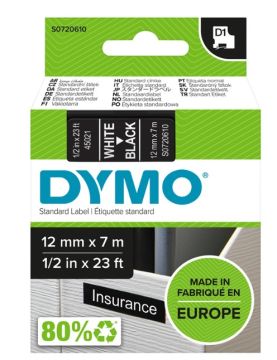 DYMO D1 19MM VALKOINEN/MUSTA 45811